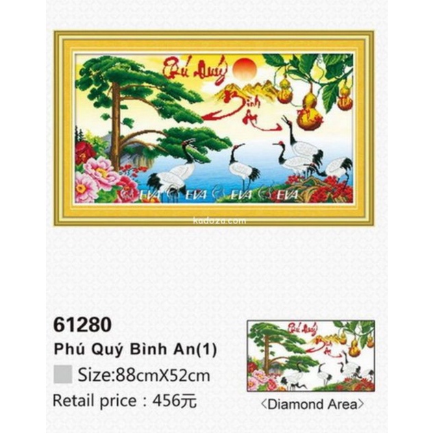 tranh đính sẵn chưa khung(tranh Phú Quý Bình An)