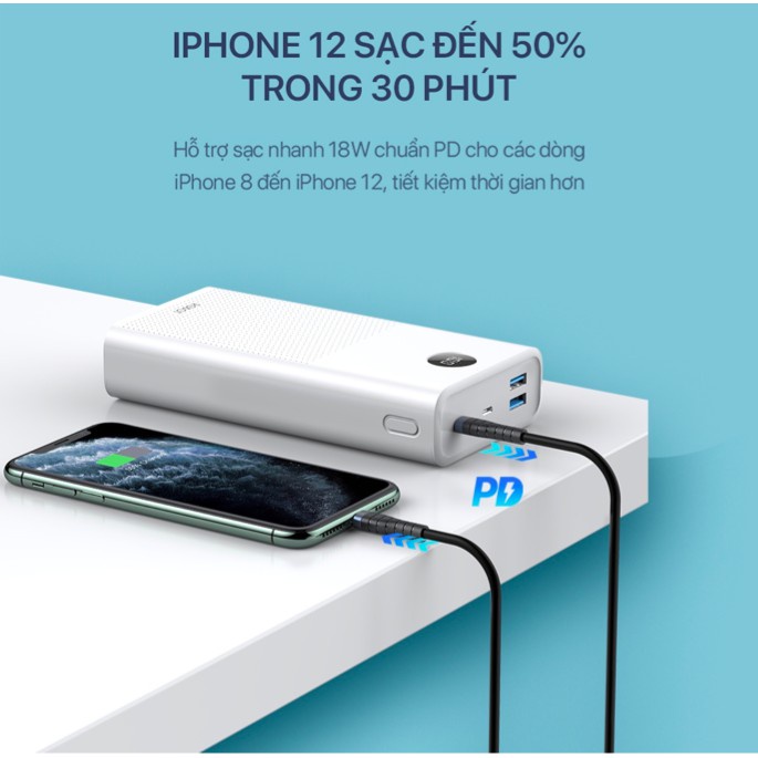 Pin Sạc Dự Phòng 30000mAh VIVAN RT30 - Sạc Nhanh PD/QC 3.0 - Công Suất 22.5W 5A - 2 Input &amp; 3 Output