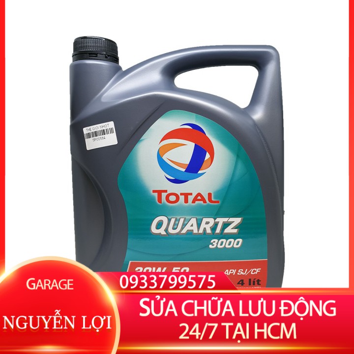 [ SỬA CHỮA LƯU ĐỘNG 24/7 HCM ] Nhớt ô tô cao cấp TOTAL QUARTZ 3000 SAE 20W50 4L GARA NGUYỄN LỢI