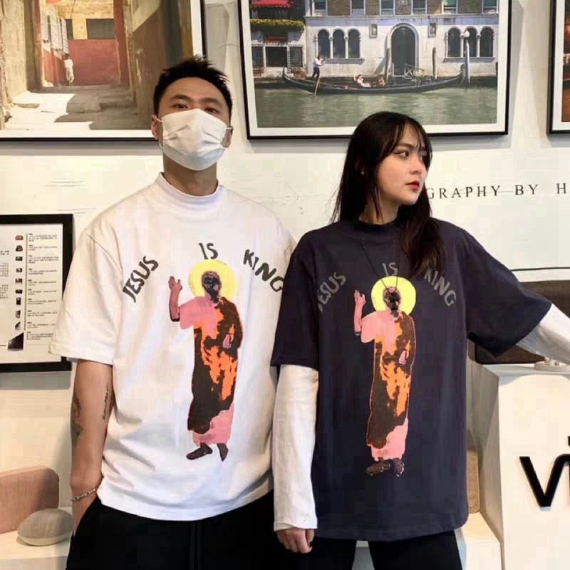 Áo Thun Tay Ngắn In Chữ Jesus is king Thời Trang Cho Nam Và Nữ