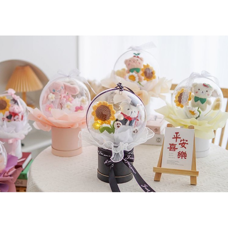 [Hàng Hoàn Thiện] Ống Hoa Hoạt Hình Sáng Tạo Tự Làm Thủ Công Kết Hợp Móc Đan Hoa Bất Tử