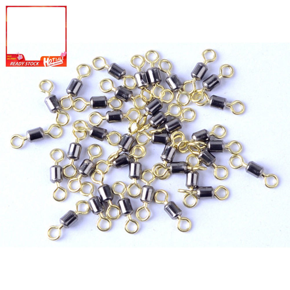 ≈YJ≈50Pcs Stainless Steel 8 Shape Fish Barrel Bearing Rolling Swivel Ring Connector
