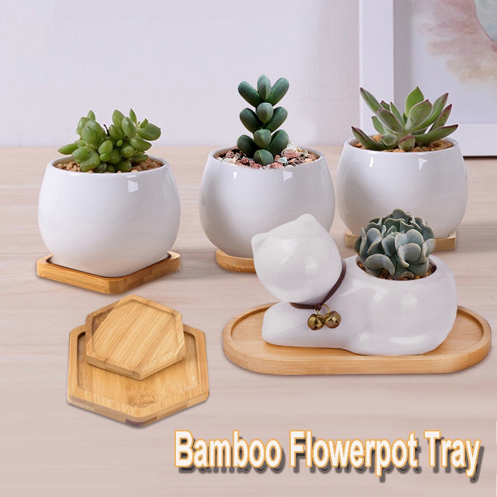 Giá đỡ chậu hoa/ cây cảnh bằng gỗ tre hình tròn/ vuông/ chữ nhật thiết kế đơn giản trang trí nhà cửa