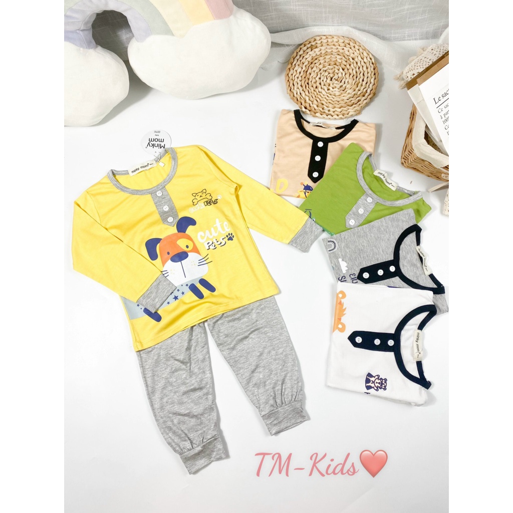 [LDD27] Bộ Dài Tay Thun lạnh MINKY MOM CÓ SIZE ĐẠI May Nút Cổ Trụ, Mềm Mịn, Thoáng Mát, Thoải Mái Hàng Chuẩn Đẹp Cho Bé