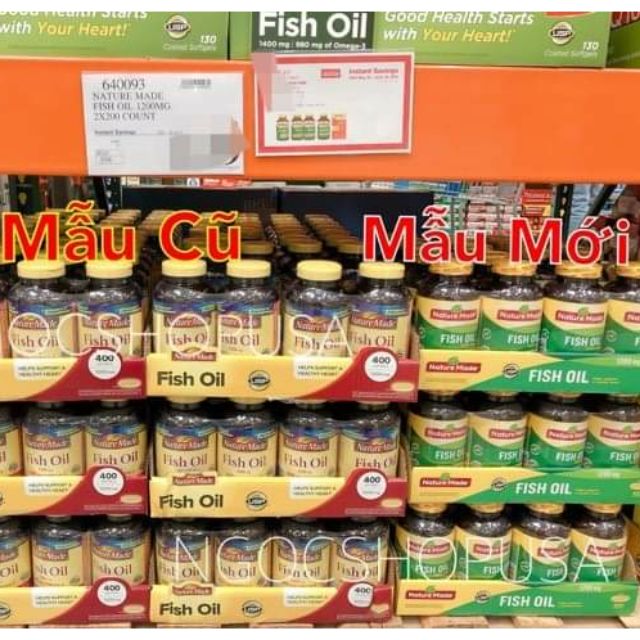 Mẫu Mới 💥Dầu cá tự nhiên Fish Oil Omega 3 hộp 200viên