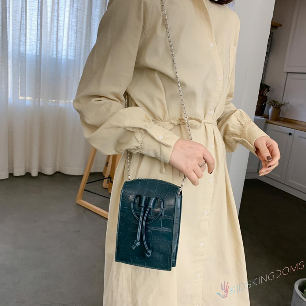 【Big Sale】Vintage Stone Pattern Women Crossbody Bag Leather Mini Chain Shoulder Bags