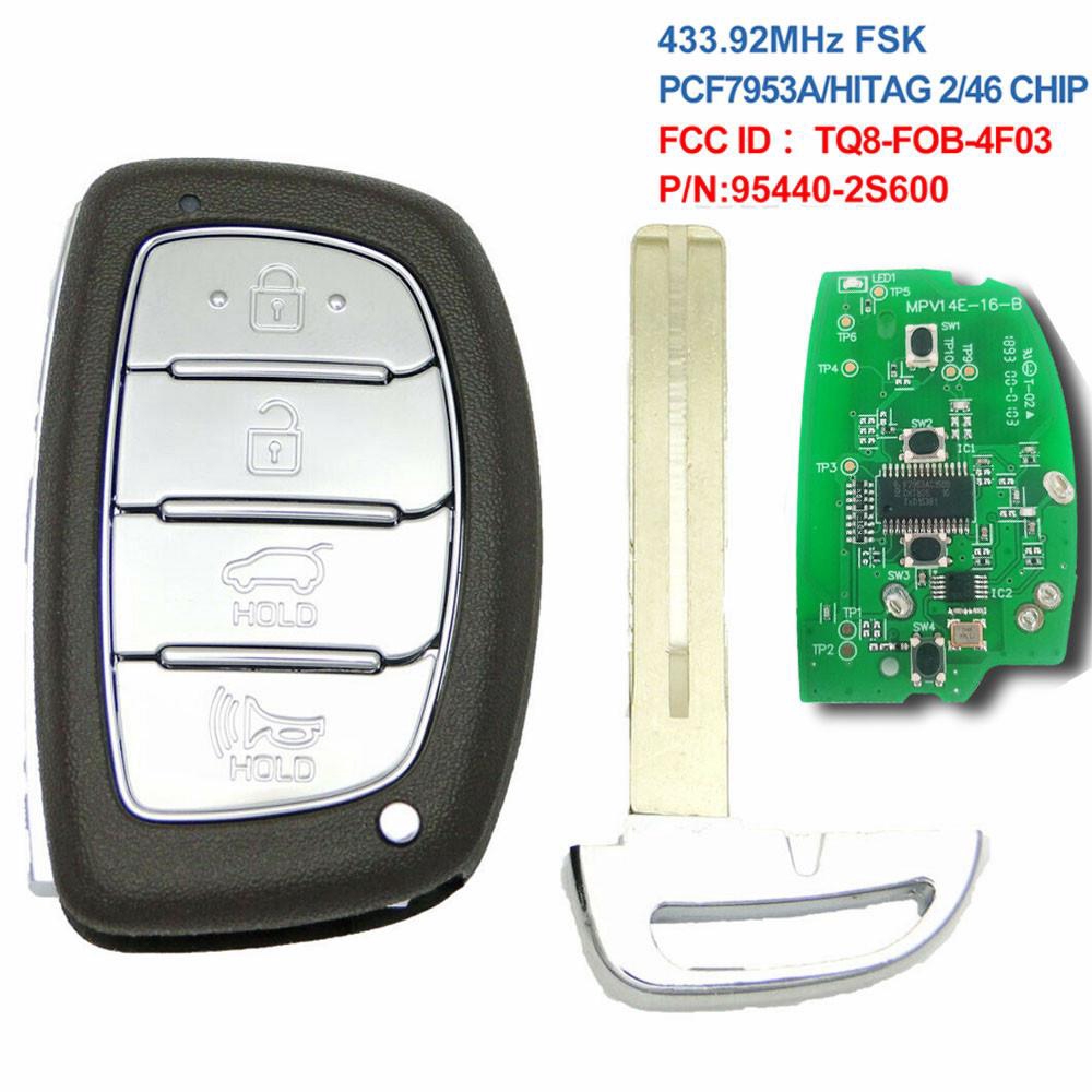 Thay Thế 4 Nút Thông Minh Chìa Khóa Fob Xe Điều Khiển Từ Xa 433 Mhz 7953a Chip Cho Hyundai Tucson 2014 2015 95440 2s600