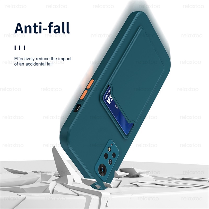 Square Card Slot Holder Back Cover Soft Shockproof Cover For Xiaomi Redmi Note 11 Pro Plus 11S 4G 5G