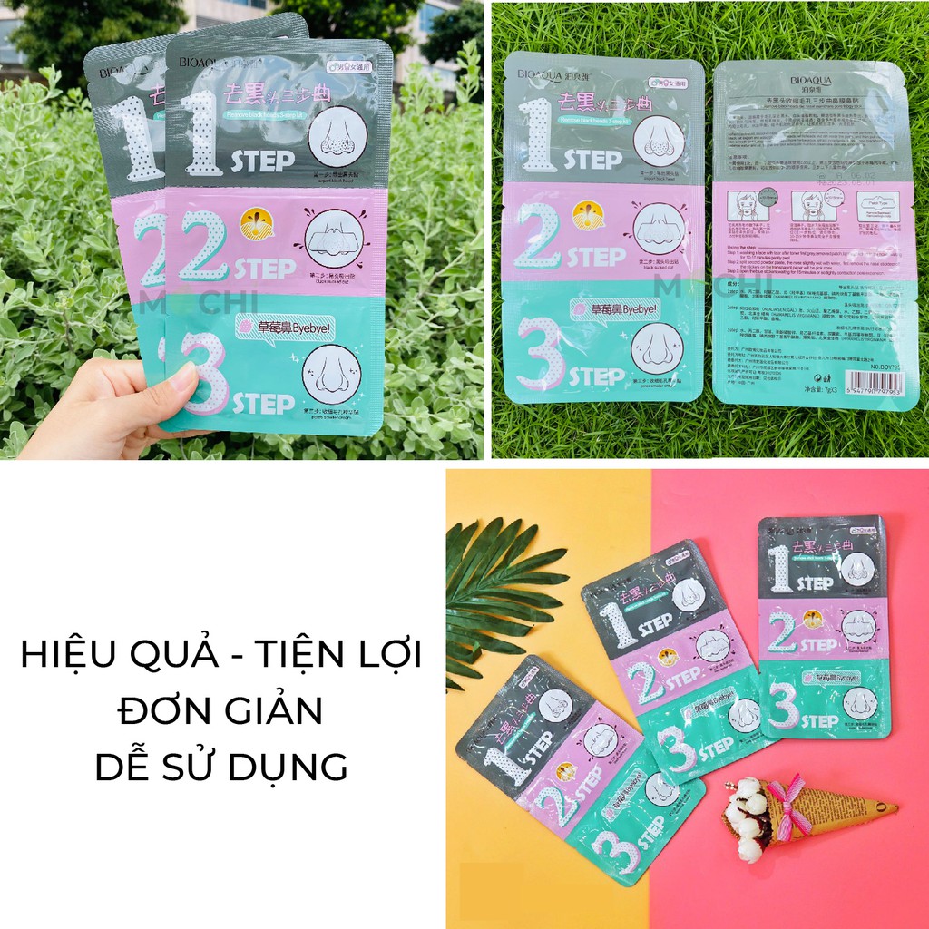 Mặt Nạ Lột Mụn Đầu Đen Mũi Set 3 Bước Mask Bioaqua Cao Cấp Nội Địa Trung MOCHI SHOP | Thế Giới Skin Care