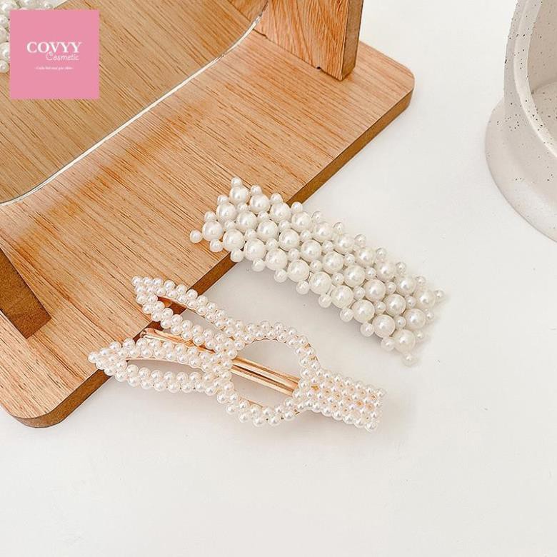 Kẹp tóc đính ngọc trai nhân tạo phong cách Hàn Quốc xinh xắn cho nữ