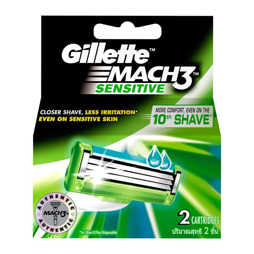 Lưỡi dao cạo râu dành cho da nhạy cảm Gillette Mach 3 (2 lưỡi/hộp)