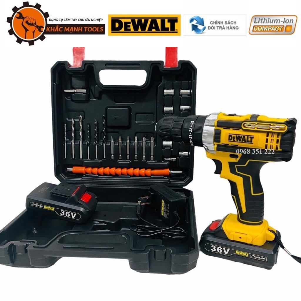 Máy Khoan Pin DeWaLT 36V 3 chức năng, Tặng kèm bộ 3 mũi khoan bê tông