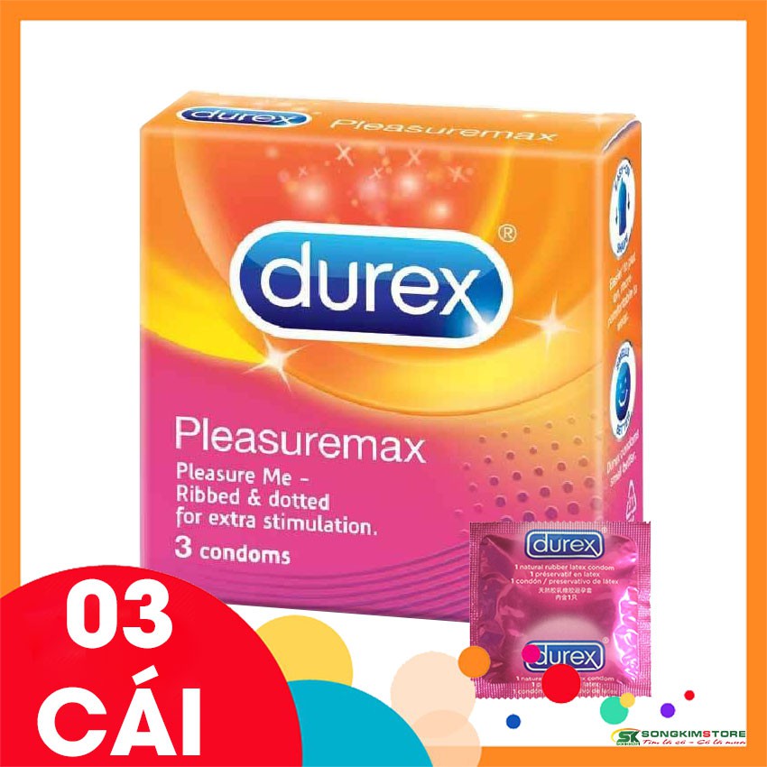 [MỎNG HƠN – NHIỀU GAI HƠN] Bao Cao Su Durex Pleasuremax Có Gai Và Mỏng Hơn Hộp 3 Cái (Chính Hãng 100%)