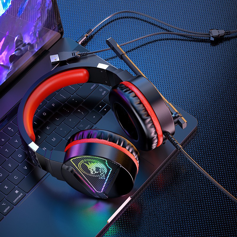 Tai Nghe Chơi Game pubg liên quântrên PC máy tính điện thoại laptop HOCO W104, Tai Nghe chụp tai Có Dây,có Đèn LED