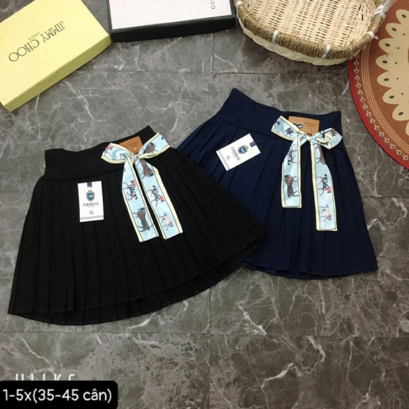 Chân váy xếp ly nơ hông cho bé gái 28-48kg KT