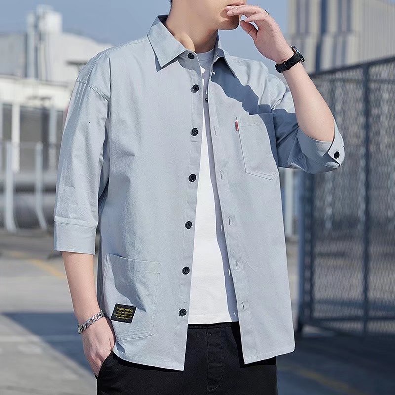 Áo Sơ Mi Nam Tay Lửng Kiểu Dáng Thời Trang Phong Cách Hàn Quốc