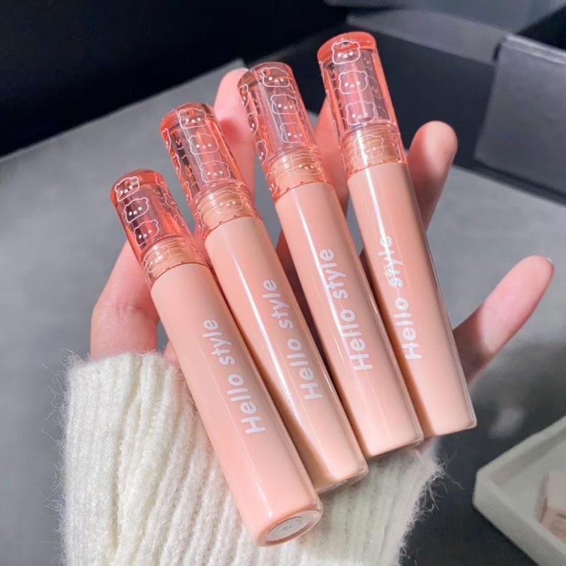 Son Bóng HELLO STYLE Màu Nude Nhạt Mềm Mượt Dưỡng Môi Chống Thấm Nước - Nội Địa Trung