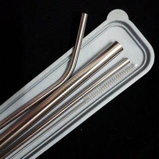 Combo ống hút inox 5 món màu bạc