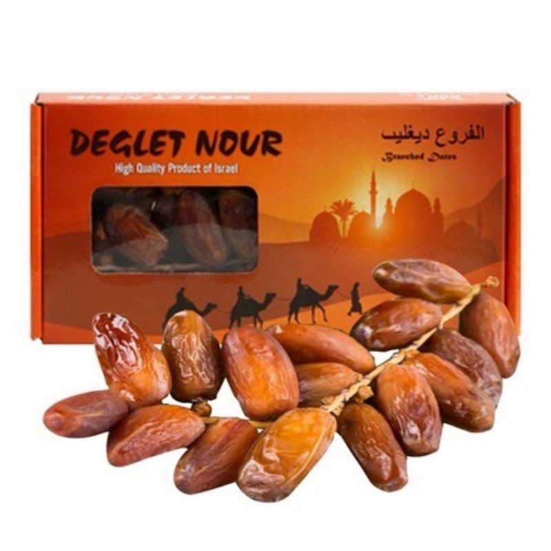 Chà Là Nguyên Cành Deglet Nour Israel hộp 500g - Chà Là Sấy Khô, Sấy Dẻo Nhập Khẩu Tươi Ngon