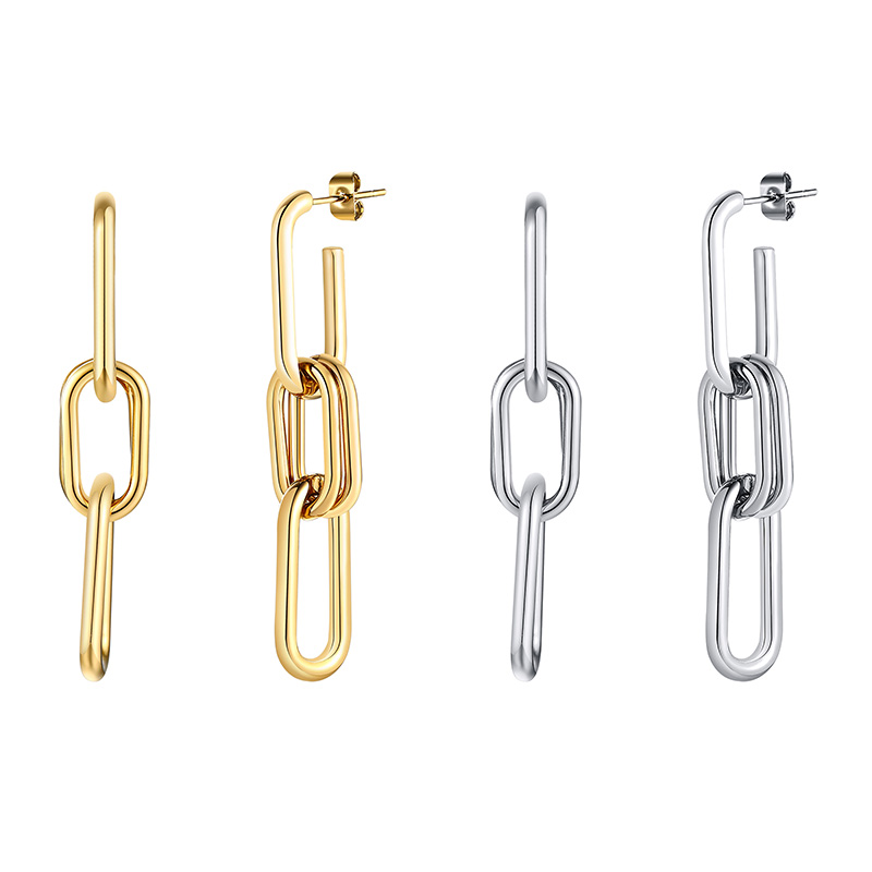 Vnox Hoa Tai Dạng Xích Mạ Vàng Thời Trang