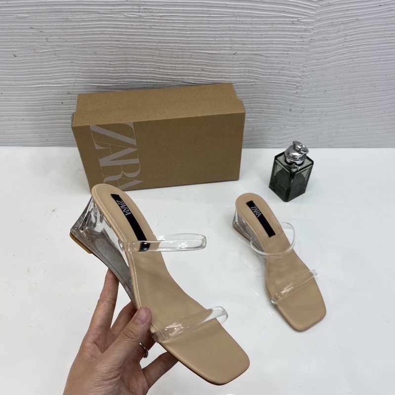 Guốc zara 2 quai trong gót trong 5p fullbox