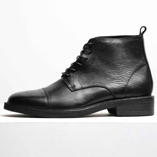 [CAO CẤP] Giày boot công sở nam cao cổ buộc dây màu đen RAVEN da thật mũi tròn đế phíp Văn phòng Sartorial biker BH1 năm