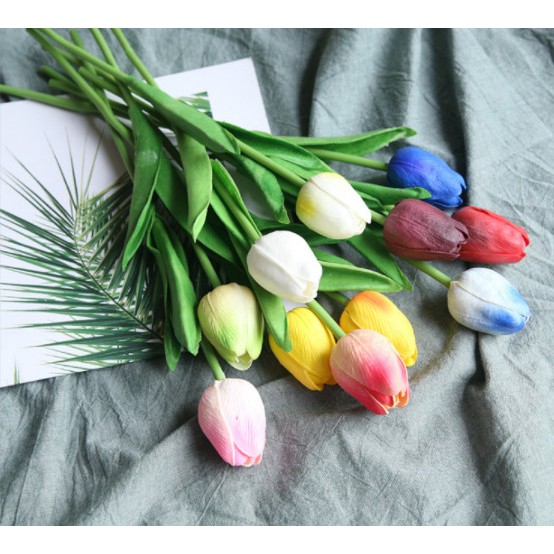 Hoa Tulip trắng-hồng-đỏ-vàng decor trang trí bàn. CÀNH CALLA LILY / HOA RUM đạo cụ chụp ảnh siêu xinh