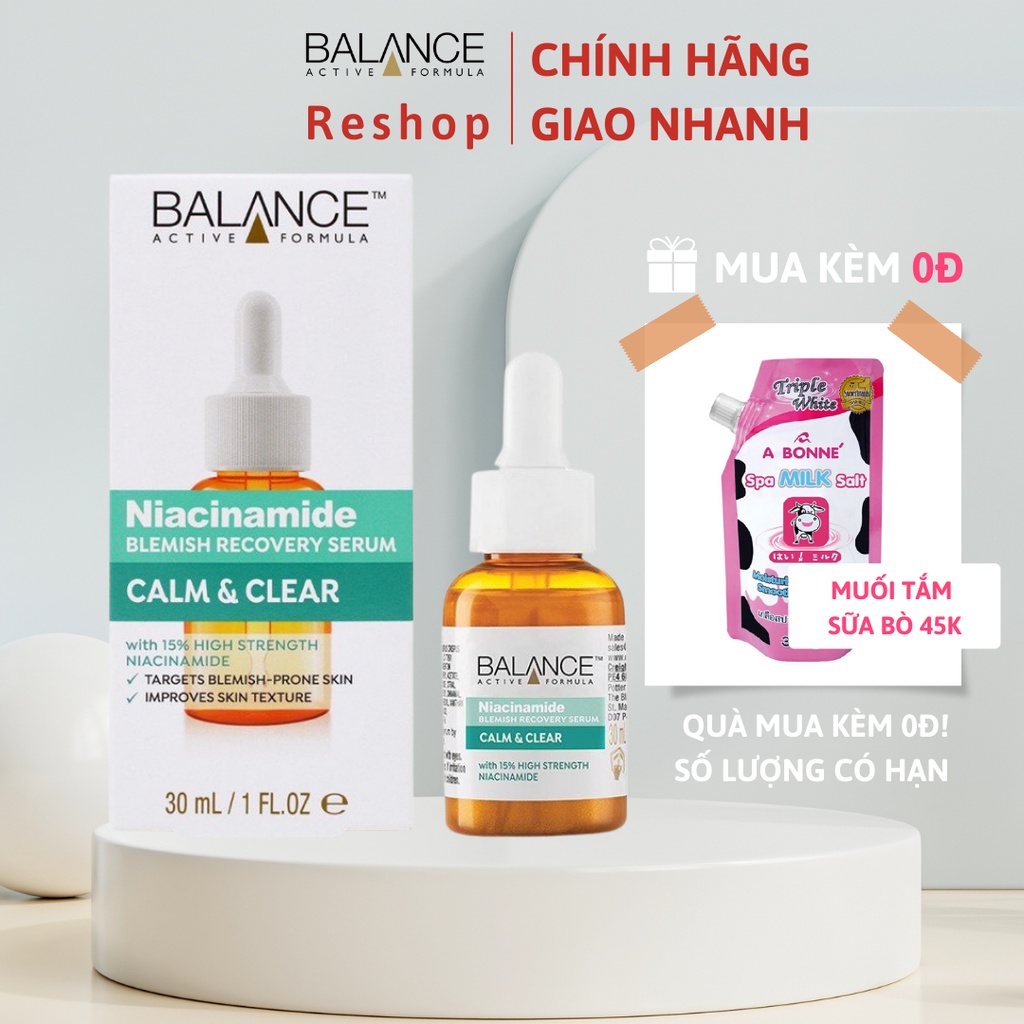 Tinh chất giảm mụn mờ thâm Balance Active Formula Niacinamide 15% Blemish Recovery Serum 30ml