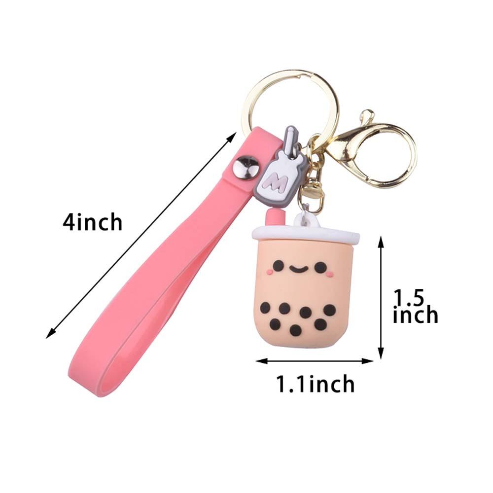 LANFY Móc Khóa Silicone Hình Ly Trà Sữa Phong Cách Hàn Quốc
