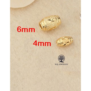 Charm bạc hạt ô liu mạ vàng 6mm