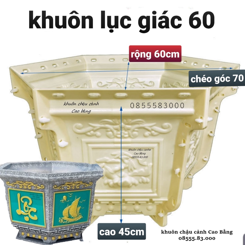 Khuôn đúc chậu cảnh lục giác 60 [khuôn nhựa ABS cao cấp siêu bền]