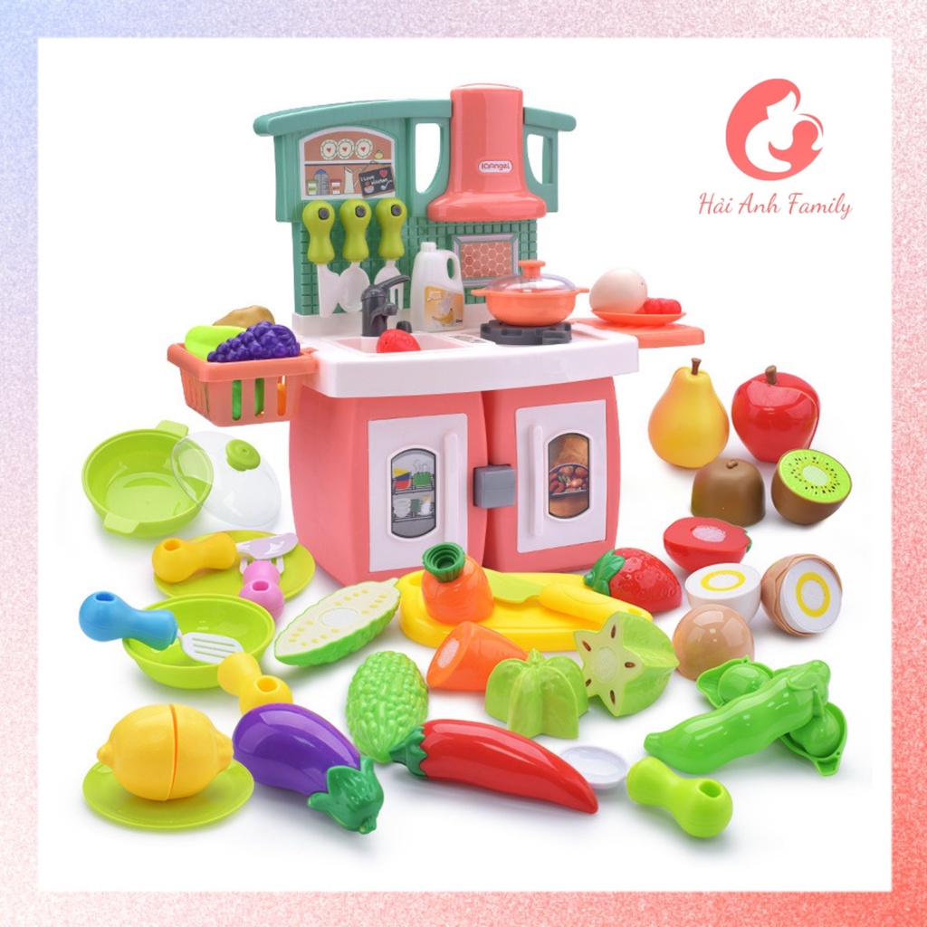 Bộ đồ chơi nhà bếp IQ ANGEL có đèn có nhạc, chất liệu nhựa cao cấp cho bé chơi tự lập
