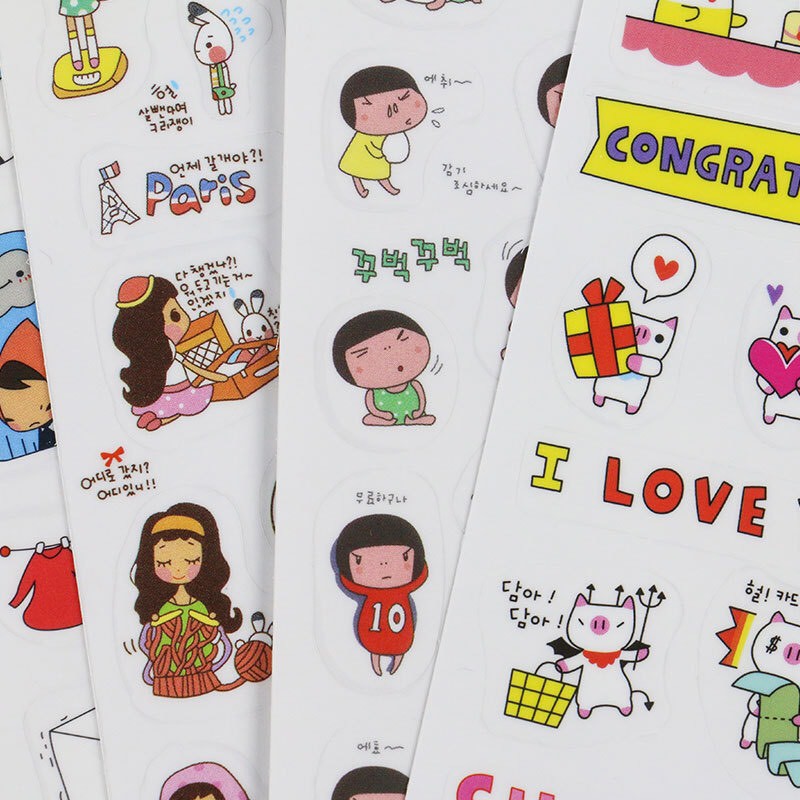 Bộ 6 sticker họa tiết hoạt hình dễ thương (ST16)