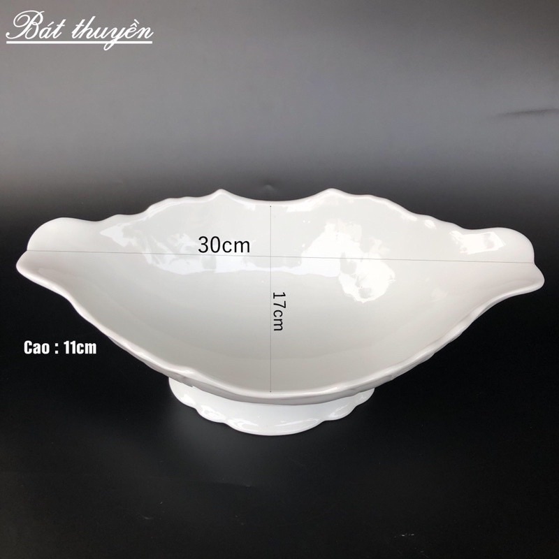 Đĩa sứ thuyền đựng gà cúng thắp hương (sứ Bát Tràng cao cấp)