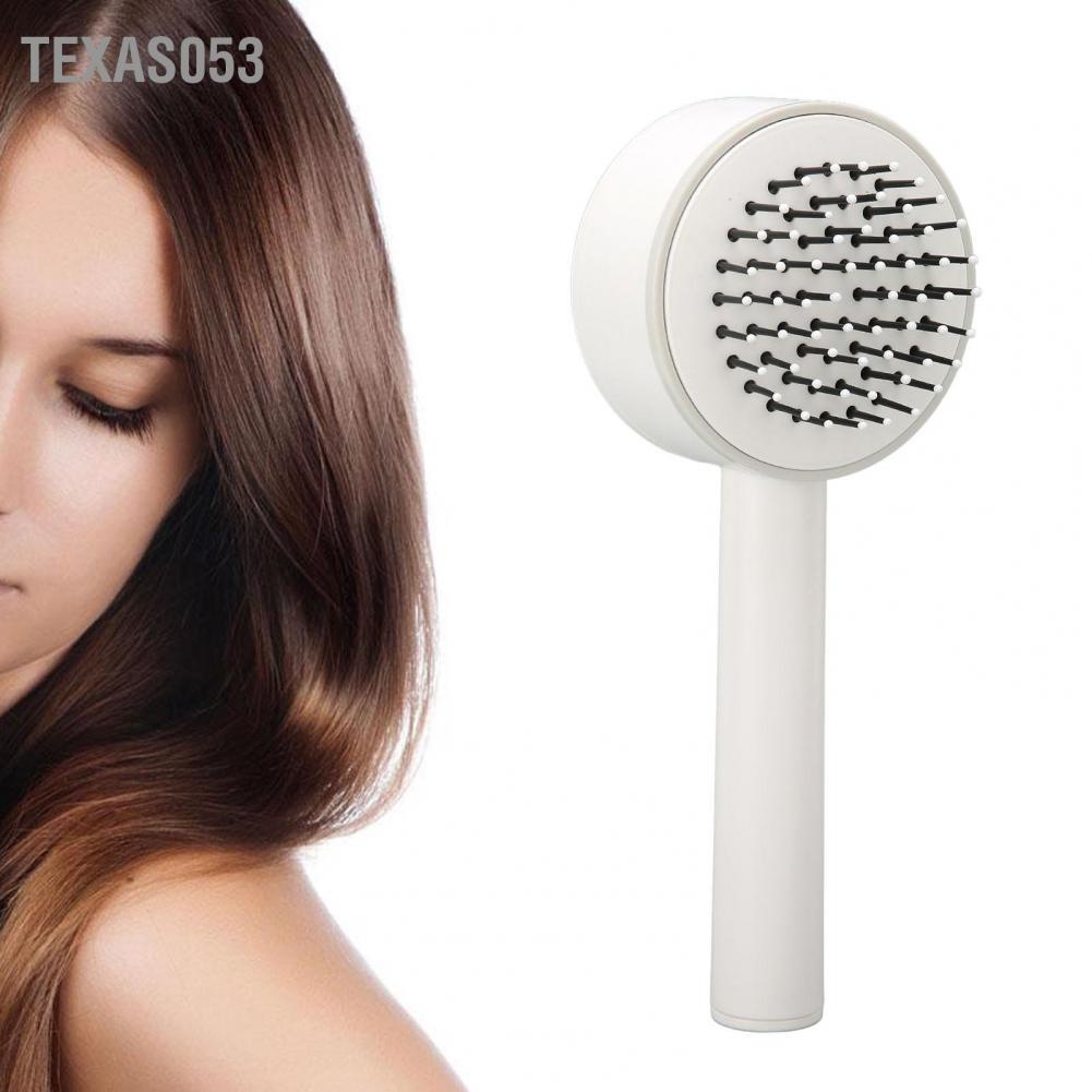 Texas053 Bàn chải xoa bóp đệm khí cho phụ nữ tóc gỡ rối Công cụ tạo kiểu thẳng xoăn Màu trắng