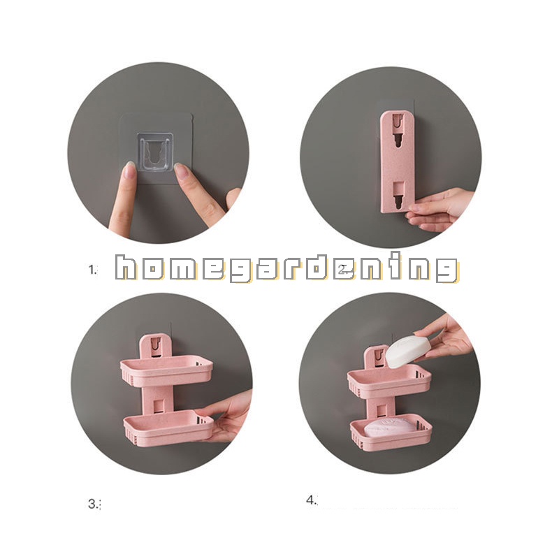Giá đỡ xà phòng hai tầng gắn tường không cần đục lỗ