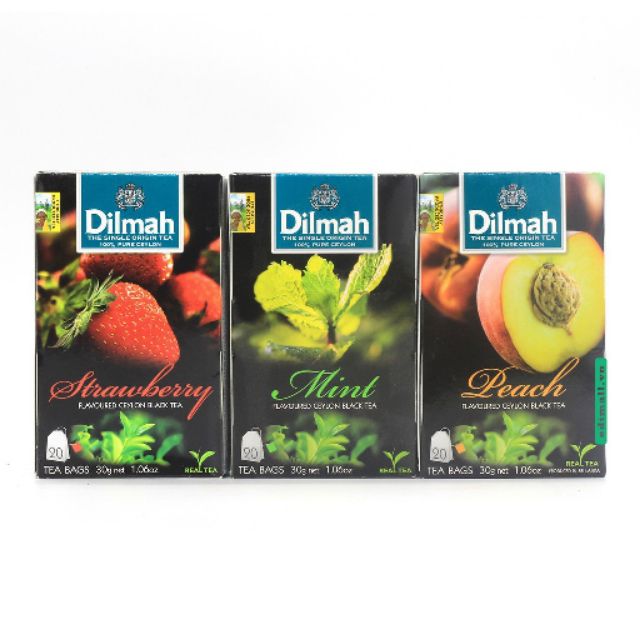 Hộp trà túi lọc Dilmah Ceylon 30gr ( đào,dâu,bạc hà)