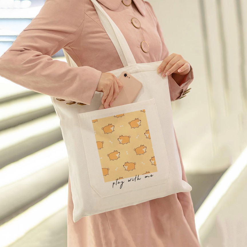 Túi Vải Thú Cưng Play With Me Ngăn Ngoài Thời Trang