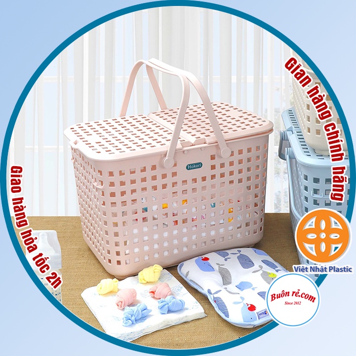 Giỏ đựng quần áo Hokori Việt Nhật (Ms:2608)  - Làn đi sinh có nắp cho mẹ và bé an toàn tiện dụng Br01447