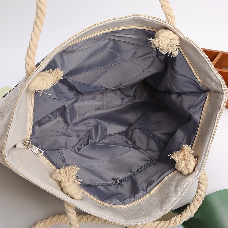 Evertoner Túi Xách Canvas Cỡ Lớn Thêu Họa Tiết Chim Công Phong Cách Bohemian Thời Trang Cho Nữ