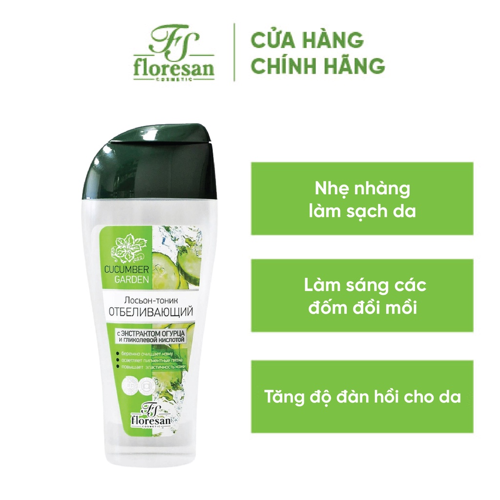 Toner cấp ẩm làm sáng da Floresan Cucumber Garden Dưa leo 170ml