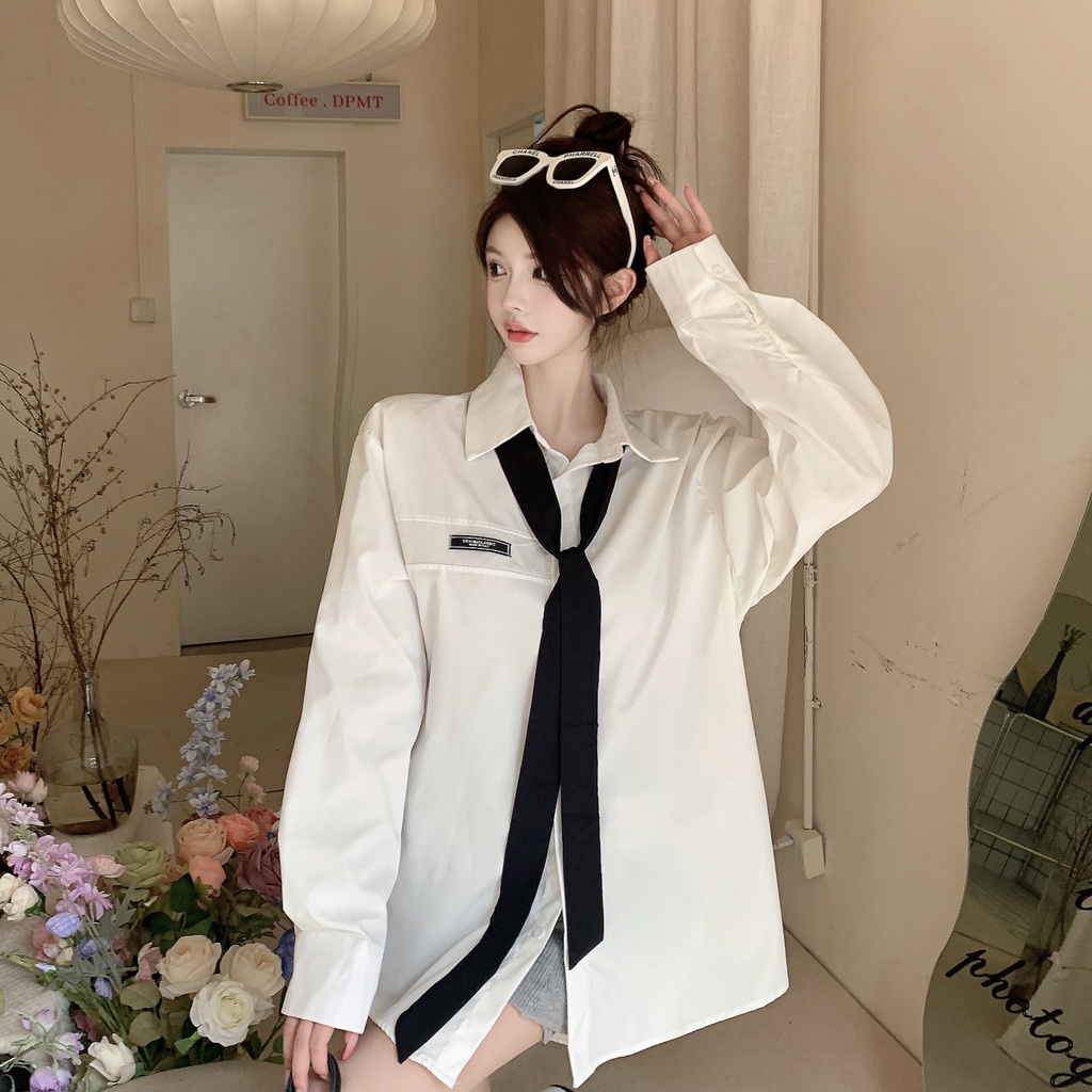 [Mã BTS23 giảm đến 30k đơn 150k] Áo Kiểu Dáng Rộng Phong Cách Cổ Điển Thời Trang Mùa Thu Mới Cho Nữ