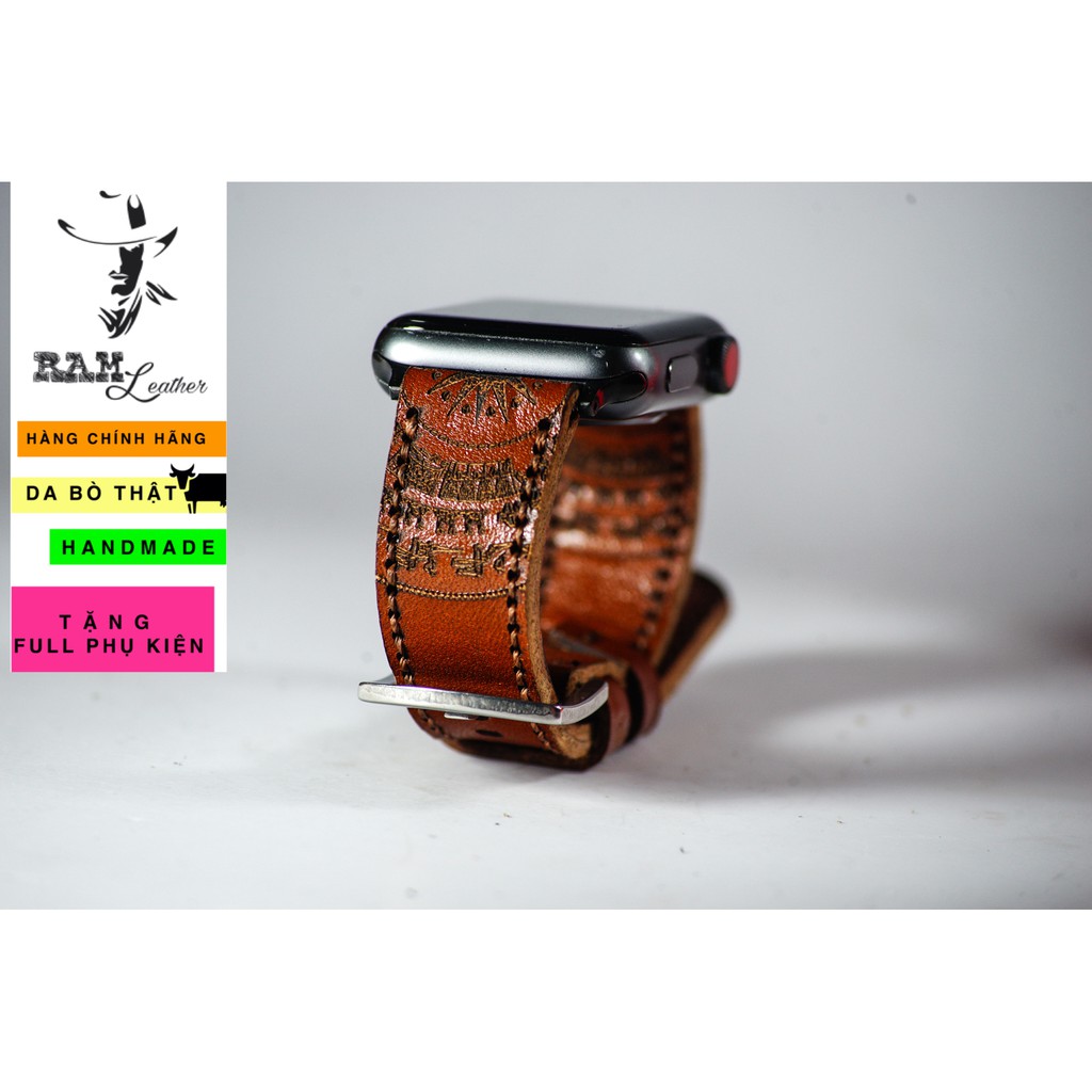 Dây Apple Watch , iWatch , iphone Watch da bò vachetta vegtan Italia Trống Đồng Việt Nam RAM Leather