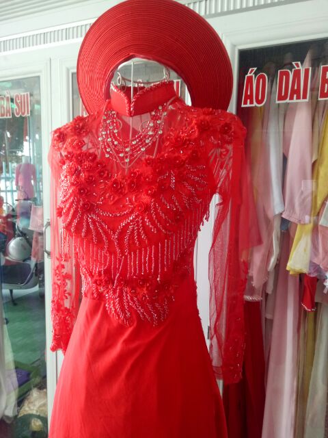Áo dài dâu CAO CẤP  ảnh thật shop tự chụp khách yên tâm về chất lượng