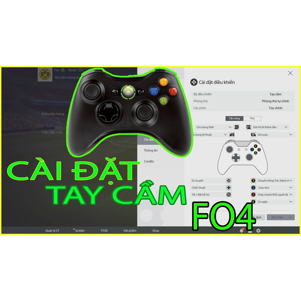 Tay cầm chơi game fifa online 4 xbox 360 full box rung mạnh có dây, skill xoay 360 all game pc, laptop bảo hành 1 đổi 1