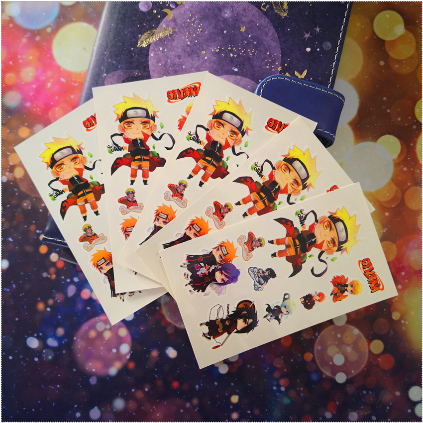 ✿ Hình Xăm Dán Tạm Thời Mini Hình Naruto Series 01-01 ✿ 1 Tấm Hình Xăm Dán Chống Nước Họa Tiết Uzumaki Naruto Uchiha Sasuke