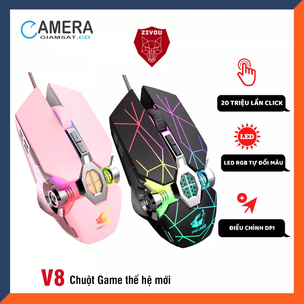 ⚡️FREESHIP⚡️Chuột Gaming Máy Tính ZIYOU LANG V8, LED RGB Đổi Màu Siêu Đẹp Kết Nối Máy Tính Laptop PC Qua Cổng USB