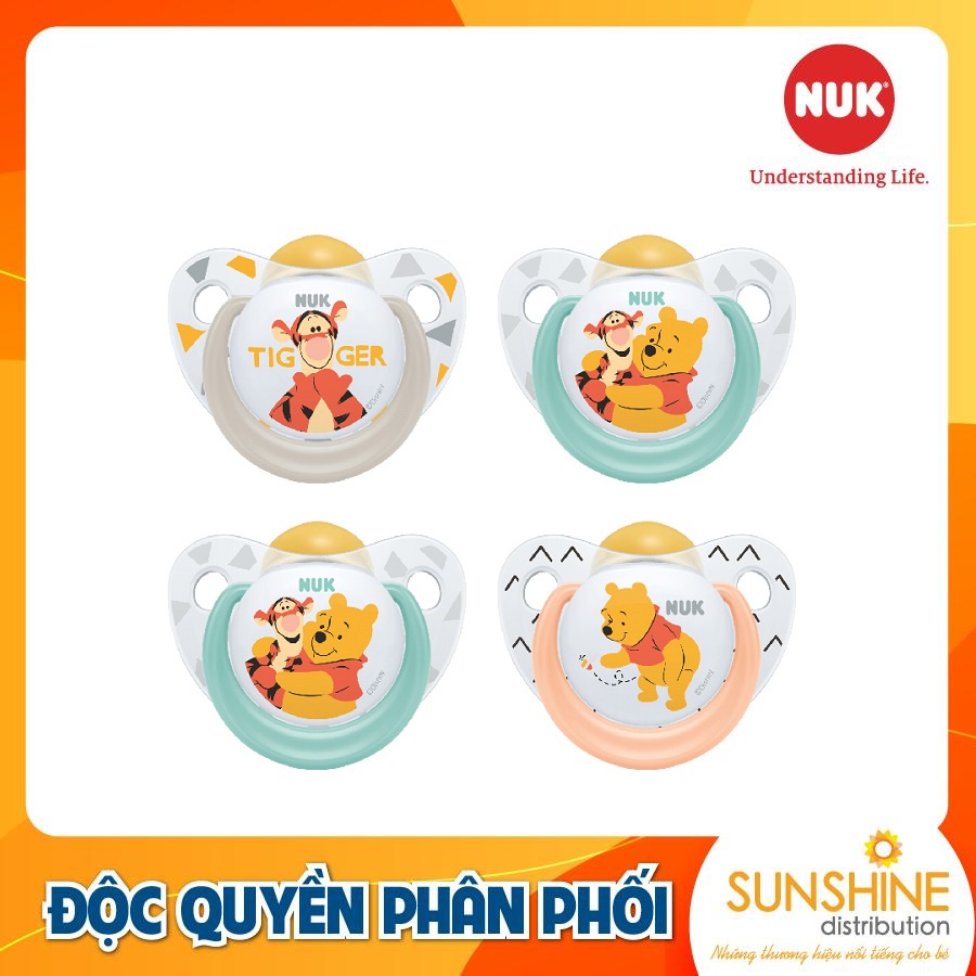 Bộ 2 ti giả NUK Sleeptime Disney Plus cao su núm ti dẹt chỉnh nha cho bé 0-6-18 tháng