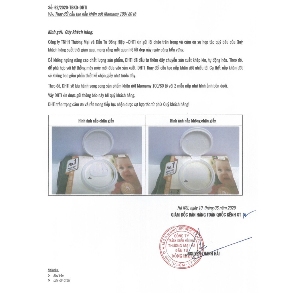 Khăn ướt Mamamy 100 tờ không mùi