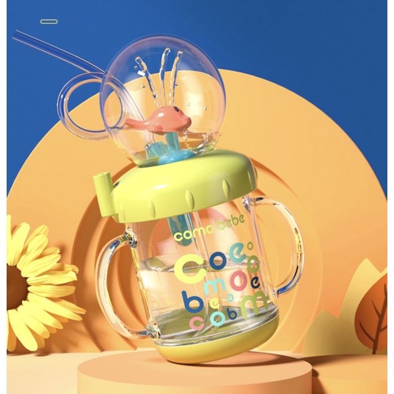 Bình nước sữa- COMO BEBE bình cá heo phun nước ống hút chính hãng